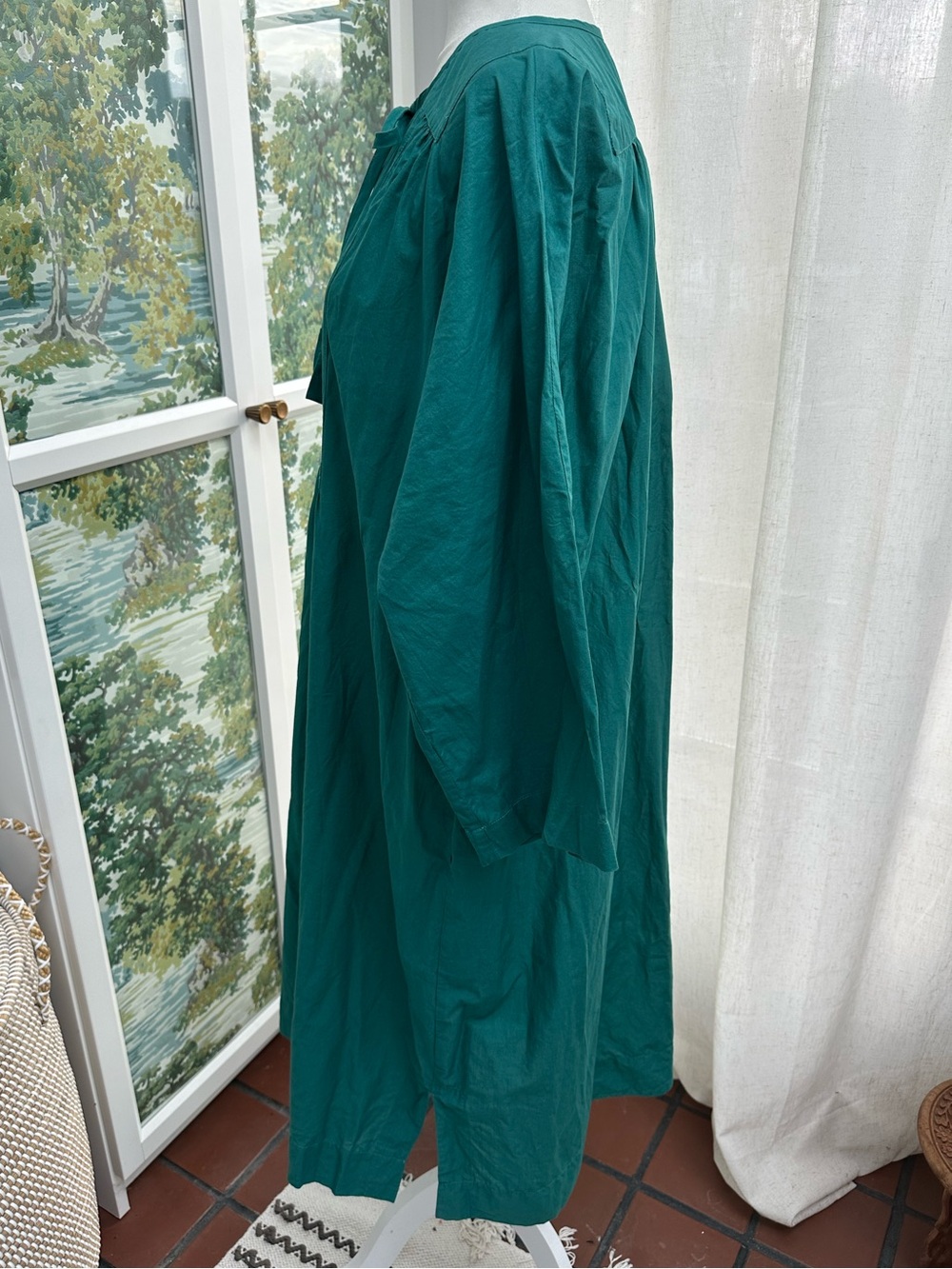 Toast Green Teal Cotton Lightweight Dress Size L/XL - Picture 4 of 10